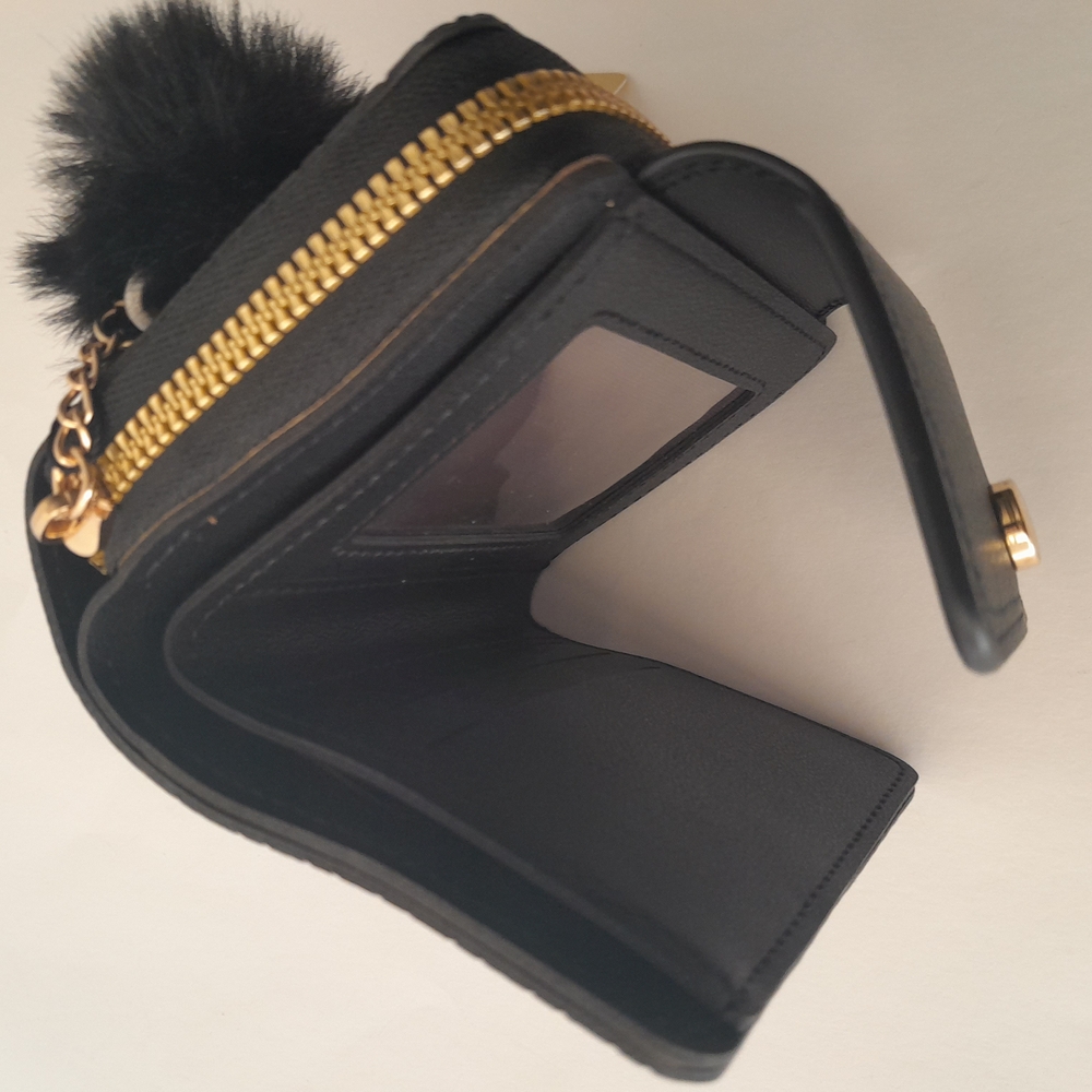 Jolene Couture Black Zippy Wallet with Pom Pom - Picture 7 of 9